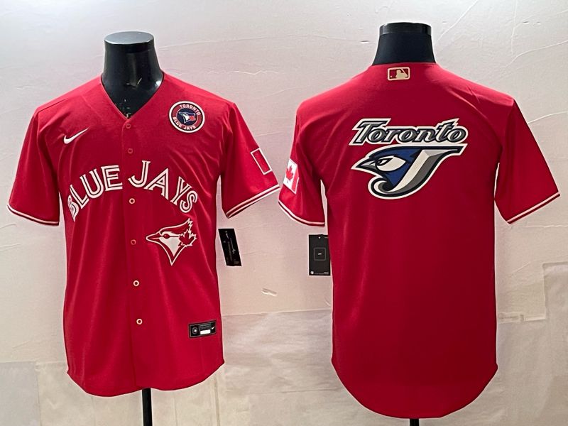 Men 2025 Toronto Blue Jays Blank Red Game Nike MLB Jersey style 09